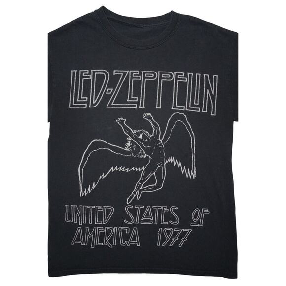 Vintage Led Zeppelin 1977 US Tour Tee – Black Rock Band T-Shirt (Size S) - Picture 2 of 6